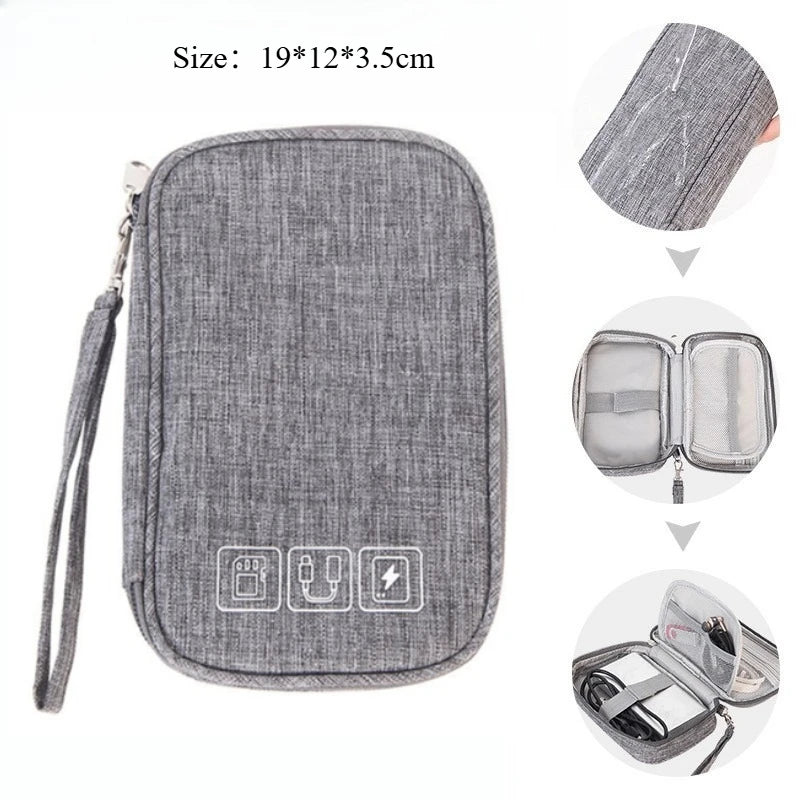 Portable EVA Phone Charger Shaver U Disk Zipper Bag Protection Case Hard Disk Data Cable Headphone Storage Pocket Pouch