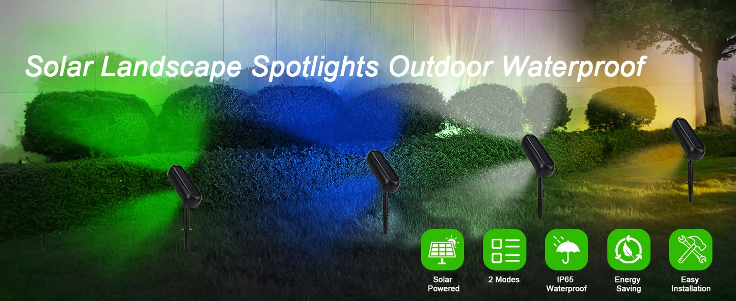1/2PCS Solar LED Light Outdoor Solar Wall Light IP65 Green/Warm Garden Light Solar Spotlights Solar Uplights,Trees Pathway Yard