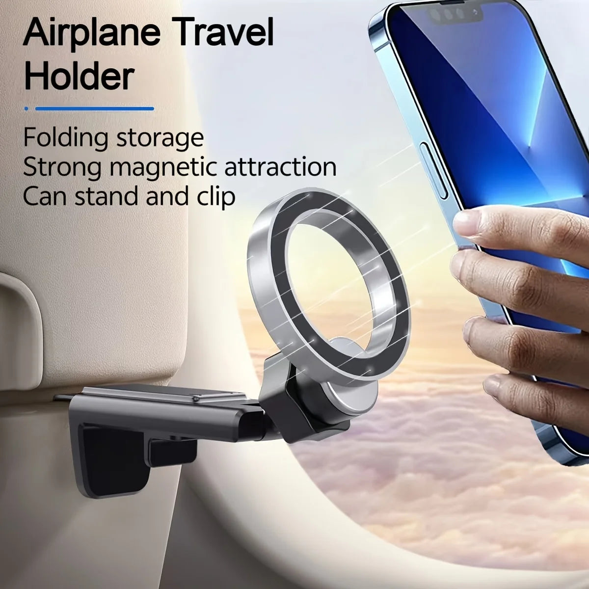 Experience Seamless Connectivity Anywhere: Magnetic Cell Phone Holder for Airplane Travel and Desktop Use