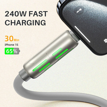 Revolutionary 4 in 1 USB C Cable: 240W Fast Charging & Data Sync with Multi-Silicone RGB Design